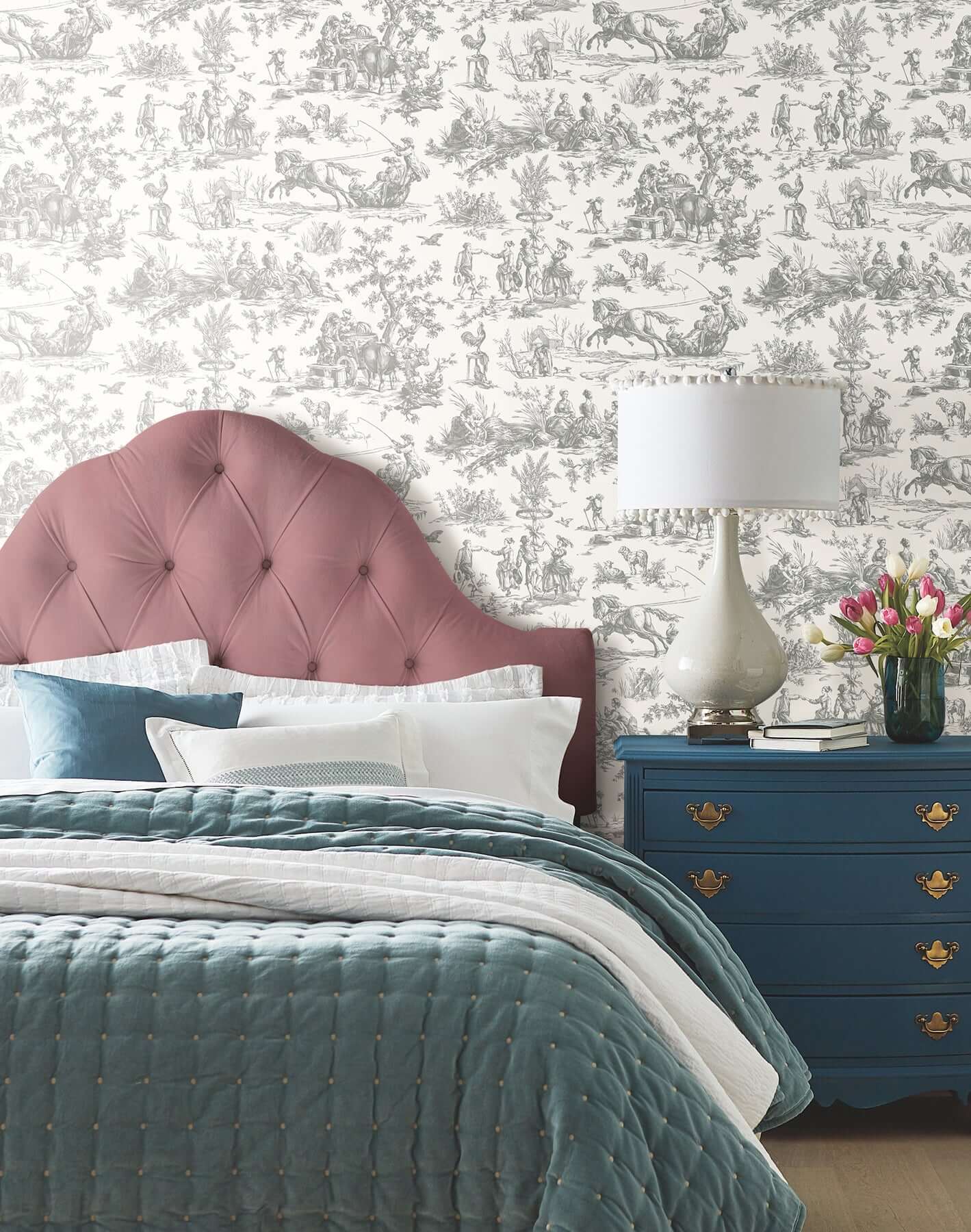 seasons-toile-grey-wallpaper-york-wallcoverings-gr5922 - York Wallcoverings Wallpaper