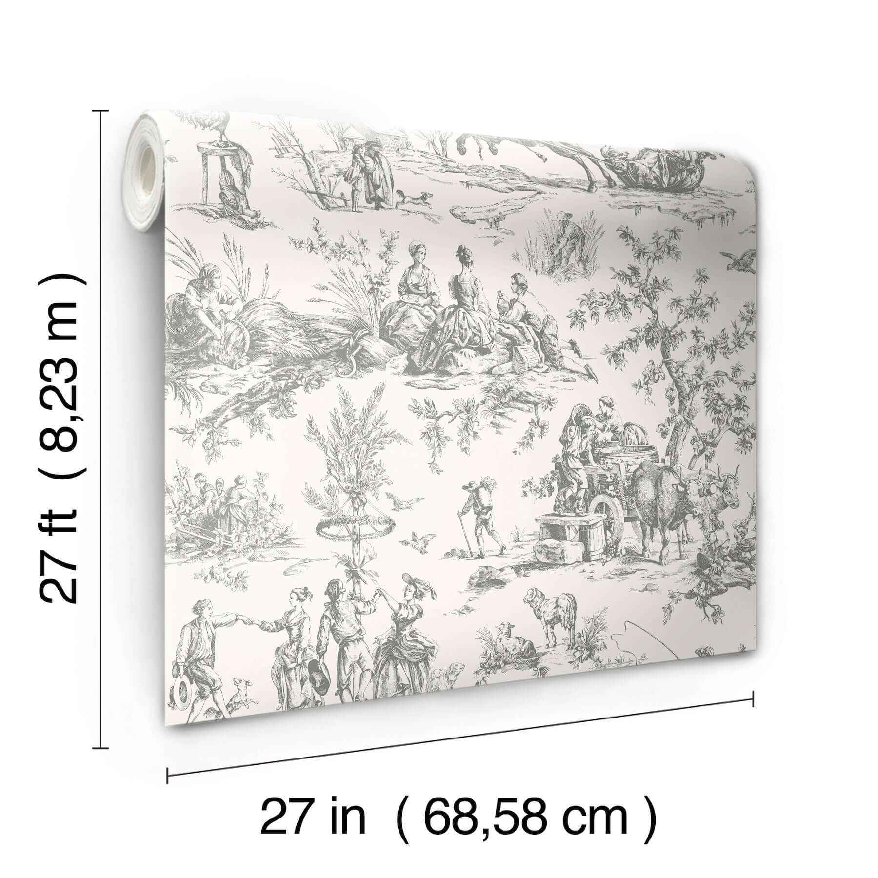 Seasons Toile Grey Wallpaper - York Wallcoverings - GR5922 - York Wallcoverings Wallpaper
