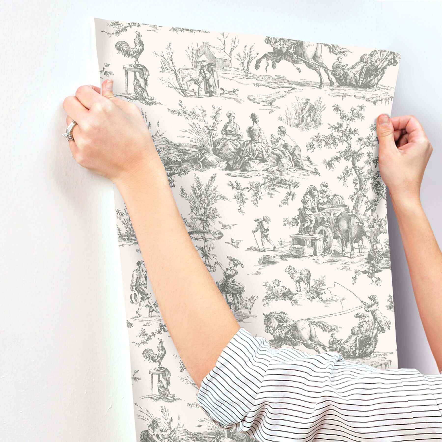 Seasons Toile Grey Wallpaper - York Wallcoverings - GR5922 - York Wallcoverings Wallpaper