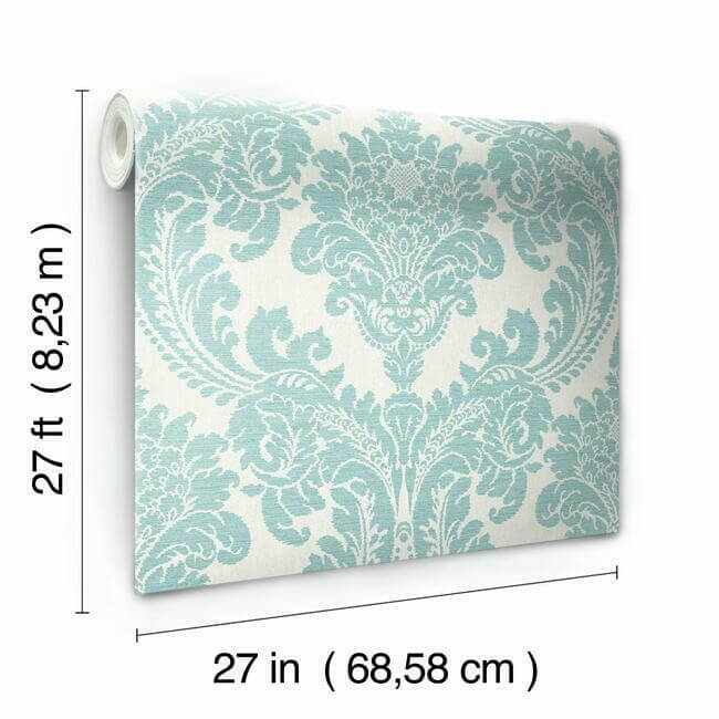 tapestry-damask-teal-wallpaper-york-wallcoverings-gr6025 - York Wallcoverings Wallpaper