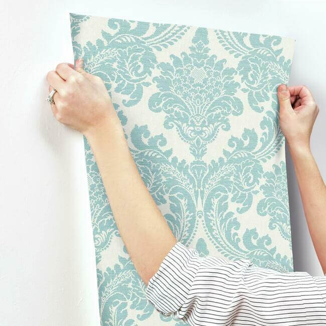 tapestry-damask-teal-wallpaper-york-wallcoverings-gr6025 - York Wallcoverings Wallpaper