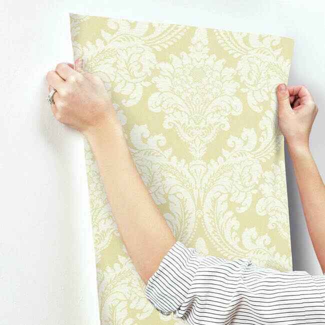 Tapestry Damask Yellow Wallpaper - York Wallcoverings - GR6027 - York Wallcoverings Wallpaper