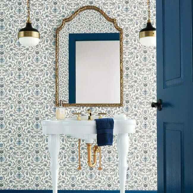 Vintage Blooms Blue Wallpaper - York Wallcoverings - GR5981
