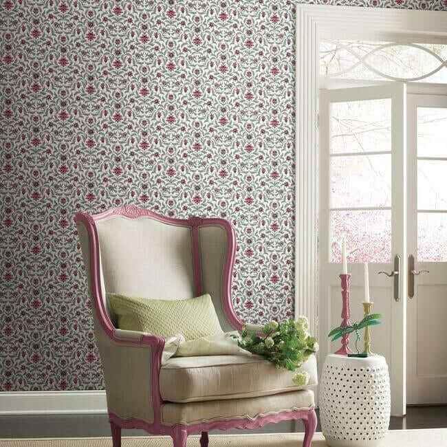 Vintage Blooms Red Wallpaper - York Wallcoverings - GR5982 - York Wallcoverings Wallpaper