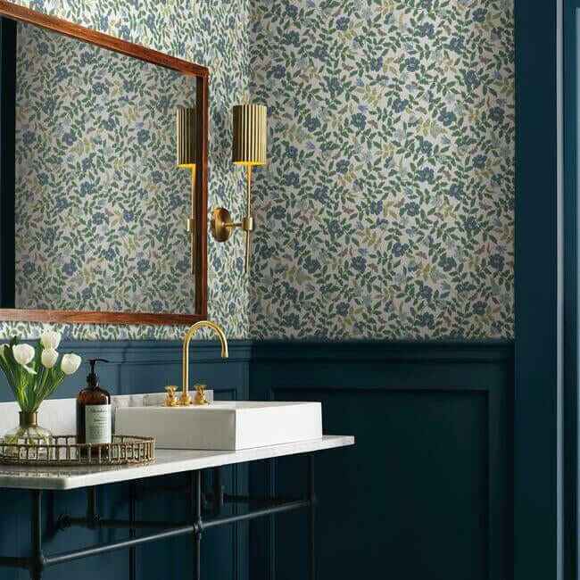 Primrose Blue & White Peel & Stick Wallpaper - York Wallcoverings - PSW1316RL - York Wallcoverings Wallpaper