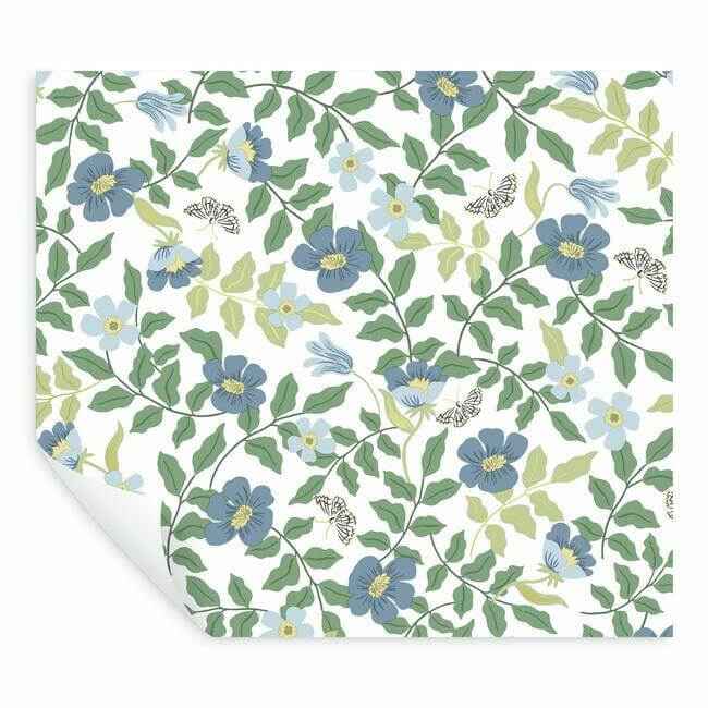 Primrose Blue & White Peel & Stick Wallpaper - York Wallcoverings - PSW1316RL - York Wallcoverings Wallpaper