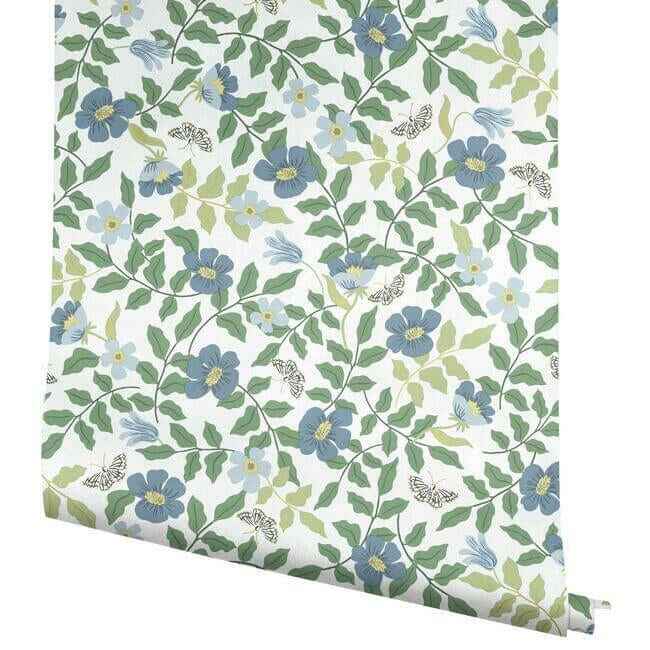 Primrose Blue & White Peel & Stick Wallpaper - York Wallcoverings - PSW1316RL - York Wallcoverings Wallpaper