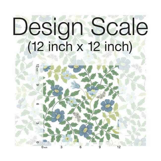 Primrose Blue & White Peel & Stick Wallpaper - York Wallcoverings - PSW1316RL - York Wallcoverings Wallpaper