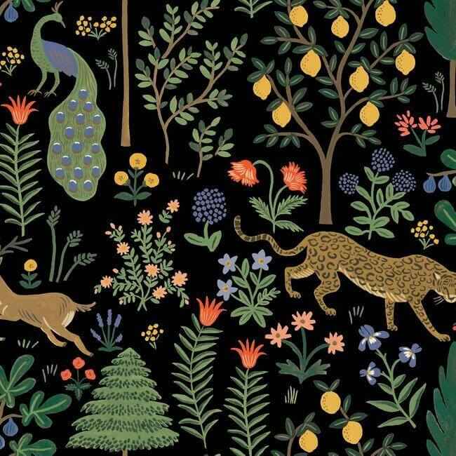 Menagerie Black Peel & Stick Wallpaper - York Wallcoverings - PSW1321RL - York Wallcoverings Wallpaper