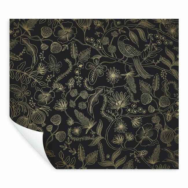 Aviary Black & Gold Peel & Stick Wallpaper - York Wallcoverings - PSW1310RL - York Wallcoverings Wallpaper
