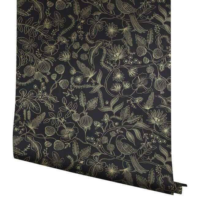 Aviary Black & Gold Peel & Stick Wallpaper - York Wallcoverings - PSW1310RL - York Wallcoverings Wallpaper