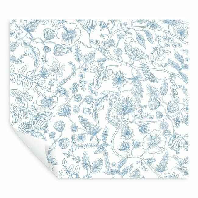 Aviary Blue & Cream Peel & Stick Wallpaper - York Wallcoverings - PSW1311RL - York Wallcoverings Wallpaper