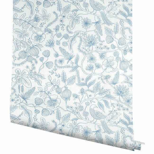 Aviary Blue & Cream Peel & Stick Wallpaper - York Wallcoverings - PSW1311RL - York Wallcoverings Wallpaper