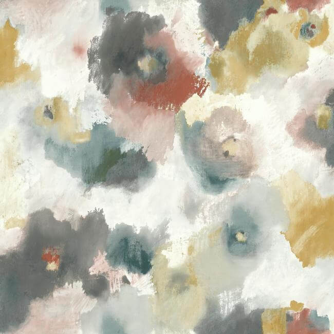 impressionist-floral-copper-blue-wallpaper-york-wallcoverings-uc3822 - York Wallcoverings Wallpaper