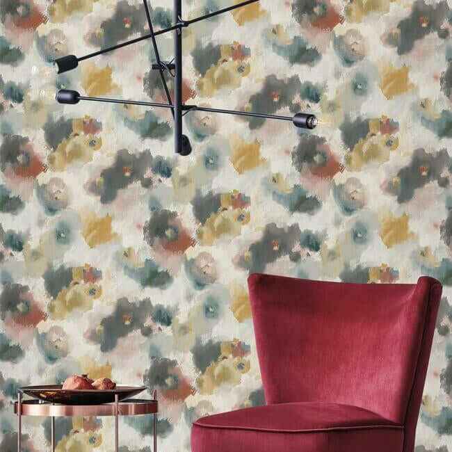 Impressionist Floral Copper & Blue Wallpaper - York Wallcoverings - UC3822 - York Wallcoverings Wallpaper