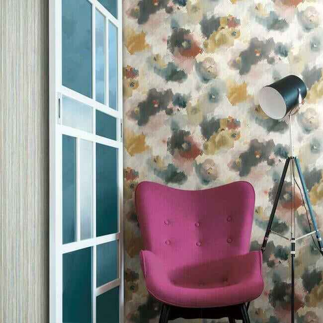 Impressionist Floral Copper & Blue Wallpaper - York Wallcoverings - UC3822 - York Wallcoverings Wallpaper