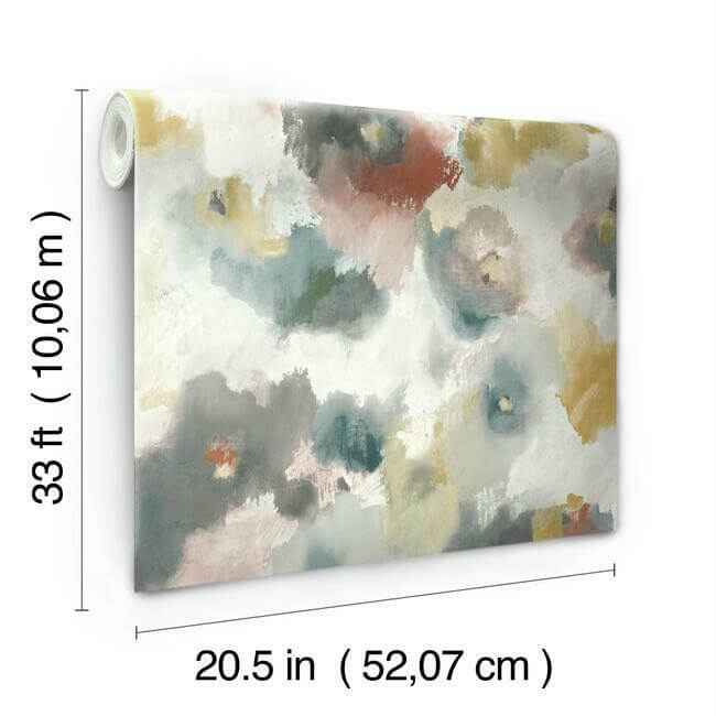 Impressionist Floral Copper & Blue Wallpaper - York Wallcoverings - UC3822 - York Wallcoverings Wallpaper