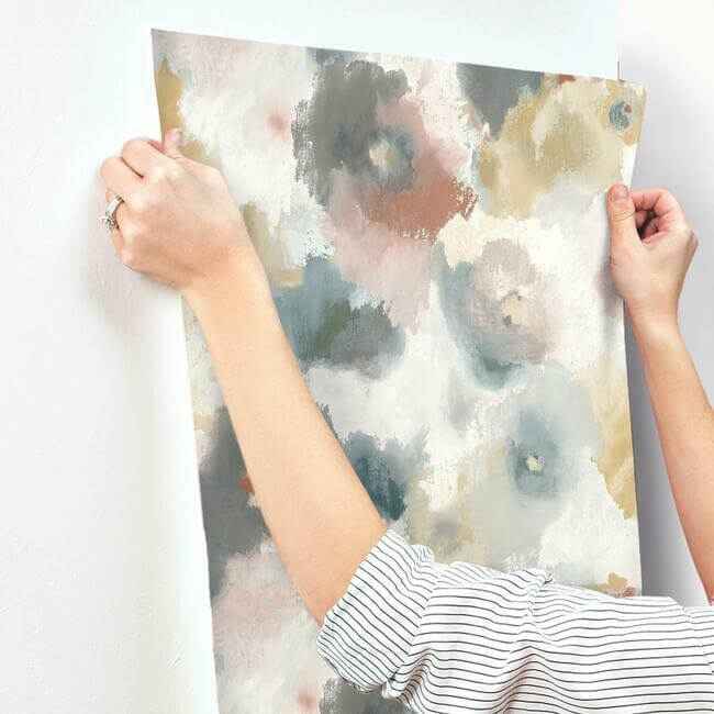 Impressionist Floral Copper & Blue Wallpaper - York Wallcoverings - UC3822 - York Wallcoverings Wallpaper