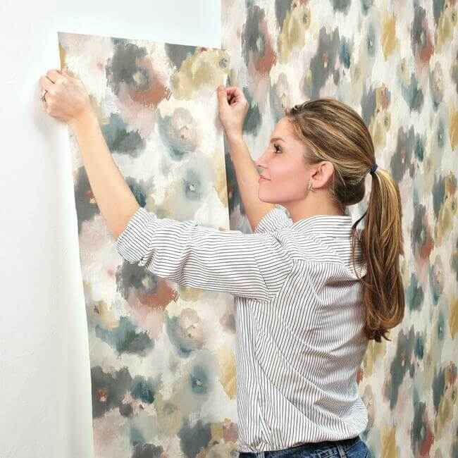 Impressionist Floral Copper & Blue Wallpaper - York Wallcoverings - UC3822 - York Wallcoverings Wallpaper