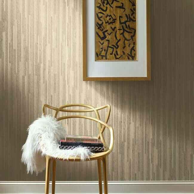 Vertical Plumb Soft Gold Metallic Wallpaper - York Wallcoverings - NV5504 - York Wallcoverings Wallpaper