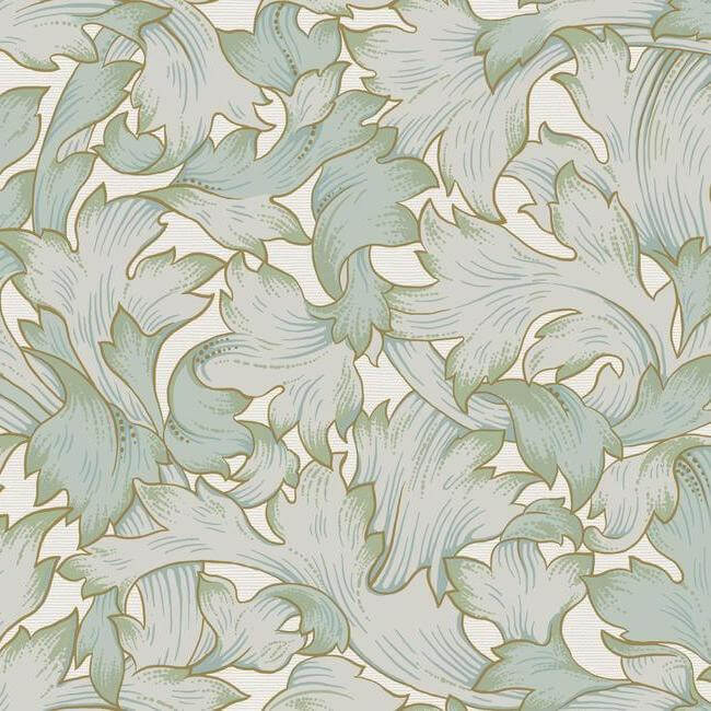 acanthus-toss-beige-seafoam-wallpaper-york-wallcoverings-nv5511 - York Wallcoverings Wallpaper
