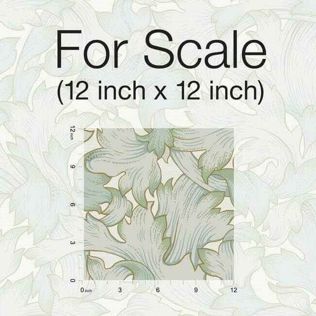 Acanthus Toss Beige & Seafoam Wallpaper - York Wallcoverings - NV5511 - York Wallcoverings Wallpaper