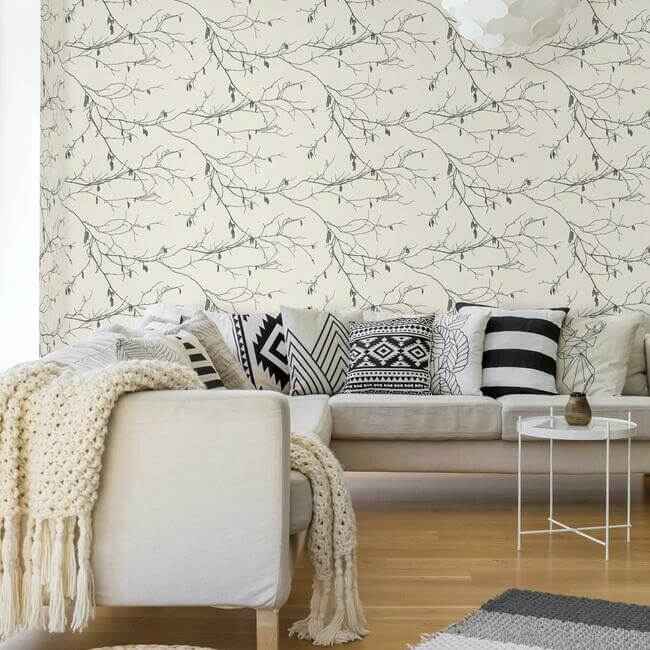 Winter Branches White Wallpaper - York Wallcoverings - NR1524