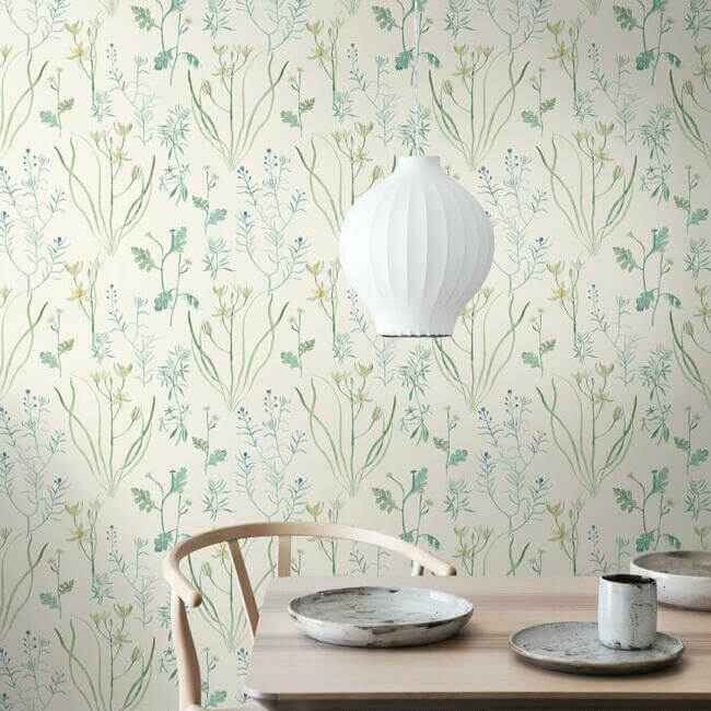 Alpine Botanical White Wallpaper - York Wallcoverings - NR1566 - York Wallcoverings Wallpaper