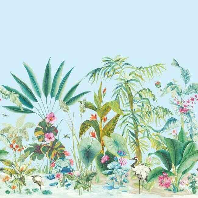 Tropical Panoramic Blue Wall Mural - York Wallcoverings - MU0255M