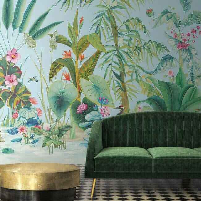 Tropical Panoramic Blue Wall Mural - York Wallcoverings - MU0255M - York Wallcoverings Wallpaper