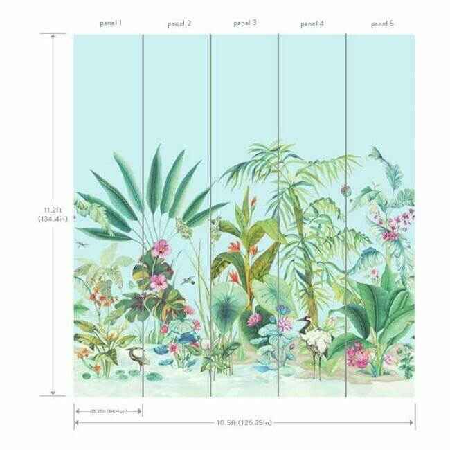 Tropical Panoramic Blue Wall Mural - York Wallcoverings - MU0255M - York Wallcoverings Wallpaper