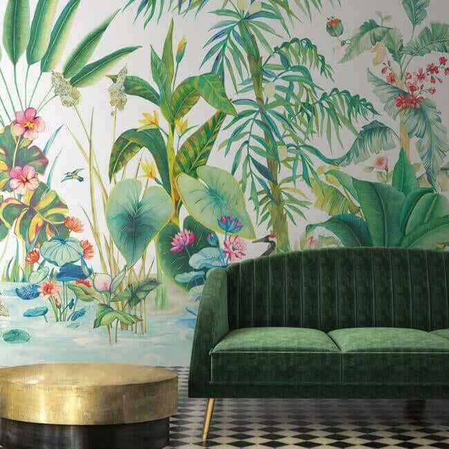 Tropical Panoramic White Wall Mural - York Wallcoverings - MU0254M - York Wallcoverings Wallpaper