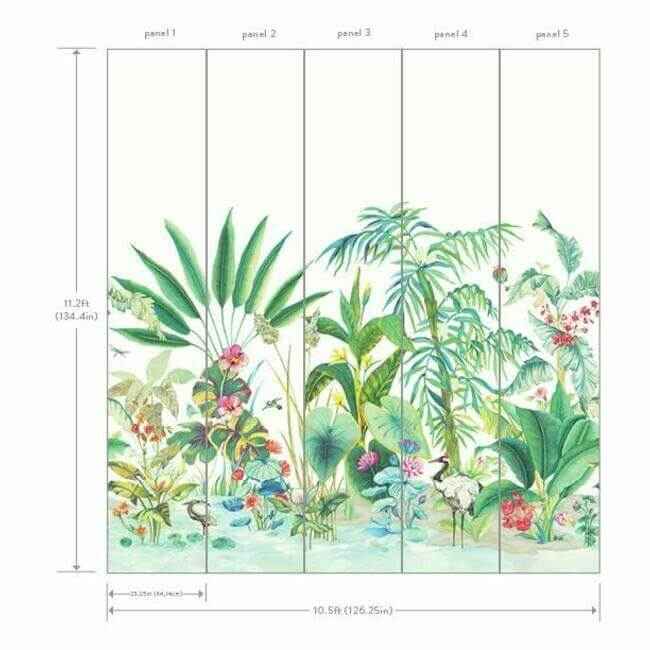 Tropical Panoramic White Wall Mural - York Wallcoverings - MU0254M - York Wallcoverings Wallpaper