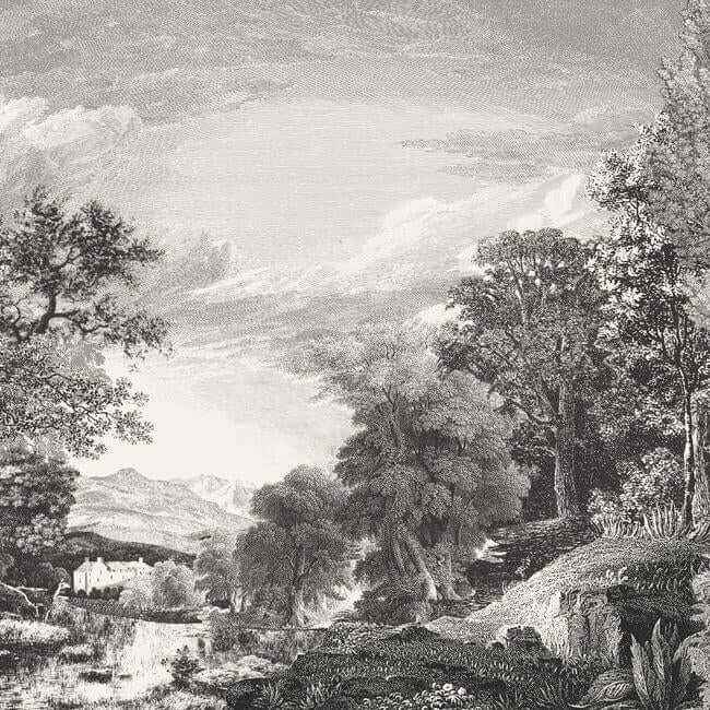 Provincial Scenic Black Wall Mural - York Wallcoverings - MU0270M