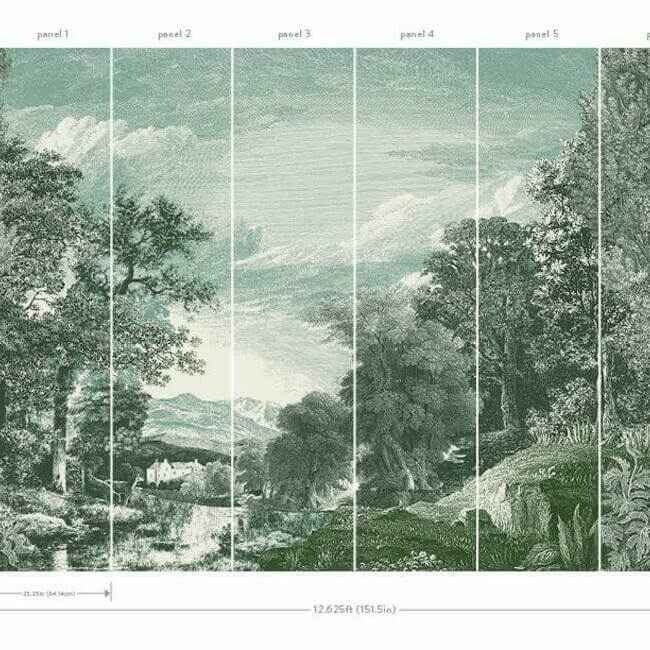 Provincial Scenic Teal Wall Mural - York Wallcoverings - MU0272M - York Wallcoverings Wallpaper