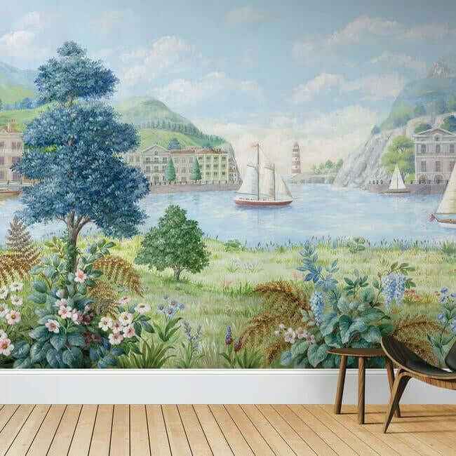 Safe Harbor Light Blue Wall Mural - York Wallcoverings - MU0318M - York Wallcoverings Wallpaper