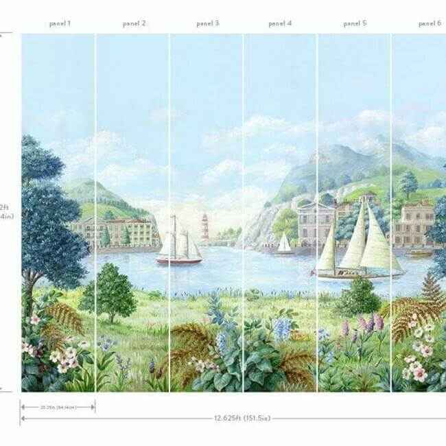 Safe Harbor Light Blue Wall Mural - York Wallcoverings - MU0318M - York Wallcoverings Wallpaper