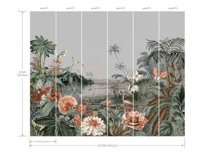 Floating Gardens Grey Wall Mural - York Wallcoverings - MU0263M - York Wallcoverings Wallpaper