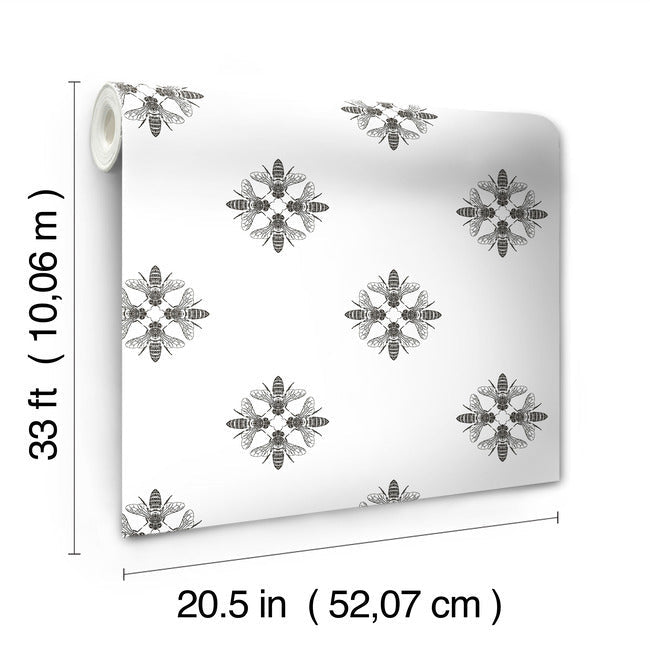honey-bee-wallpaper-black-white-york-wallcoverings-on1643