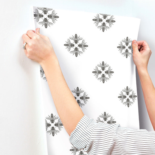 honey-bee-wallpaper-black-white-york-wallcoverings-on1643