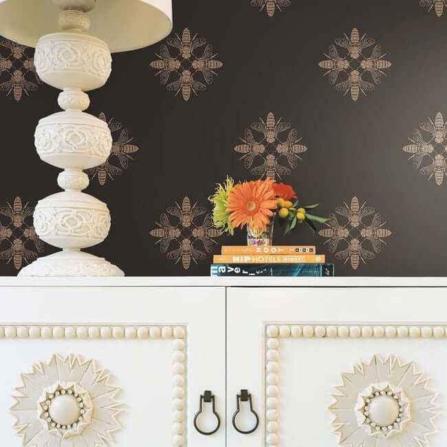Honey Bee Gold & Black Wallpaper - York Wallcoverings - ON1642