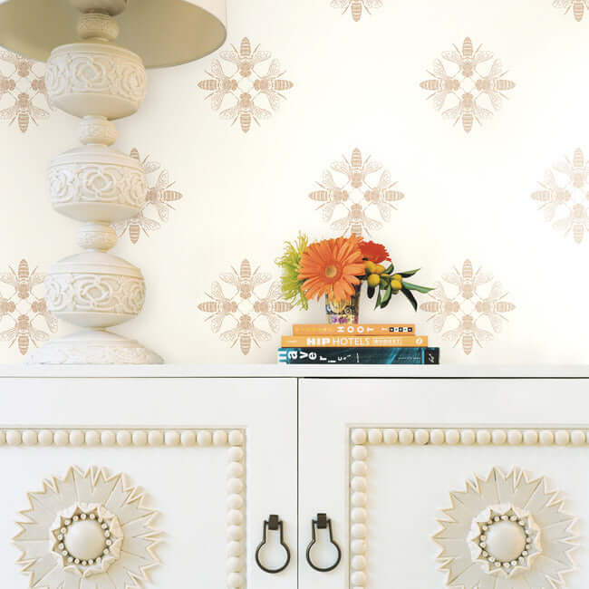 honey-bee-gold-cream-wallpaper-york-wallcoverings-on1641 - York Wallcoverings Wallpaper