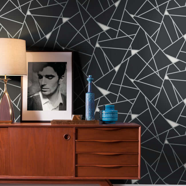 prismatic-black-silver-wallpaper-york-wallcoverings-bw3985 - York Wallcoverings Wallpaper