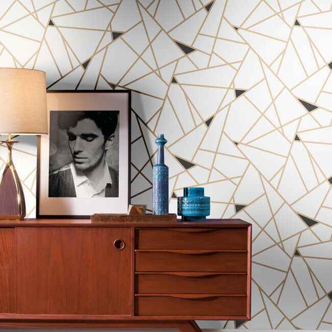 Prismatic Gold & Black Wallpaper - York Wallcoverings - RY2702