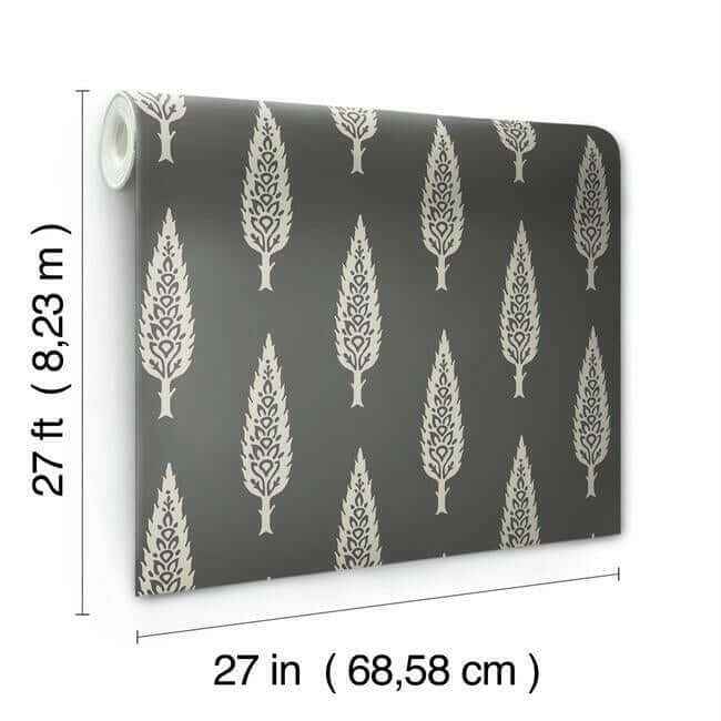 Juniper Tree Black & Taupe Wallpaper - York Wallcoverings - SS2607 - York Wallcoverings Wallpaper