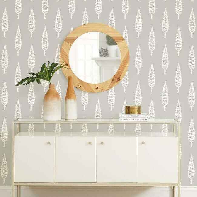 Juniper Tree Grey Wallpaper - York Wallcoverings - SS2605 - York Wallcoverings Wallpaper