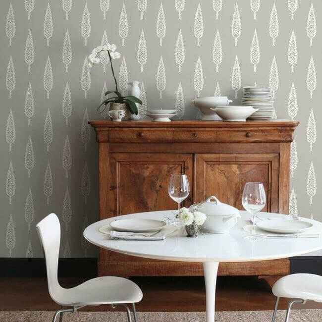 Juniper Tree Grey Wallpaper - York Wallcoverings - SS2605 - York Wallcoverings Wallpaper
