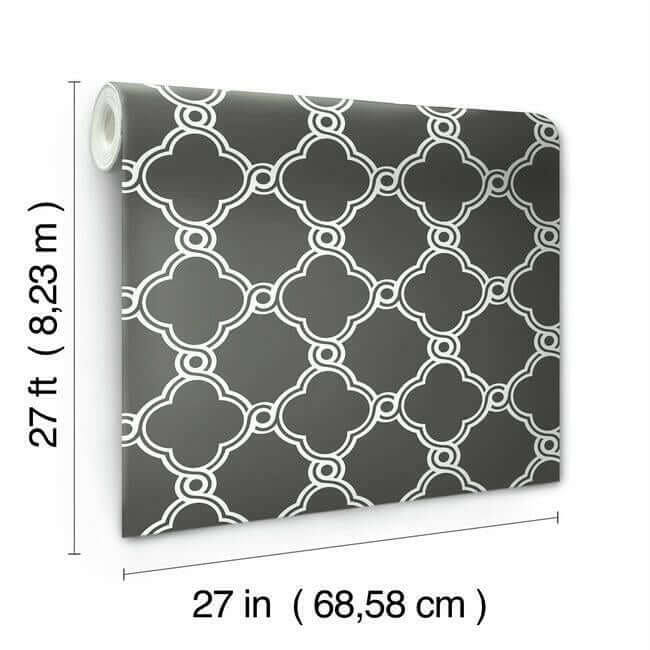open-trellis-wallpaper-charcoalwhite-york-wallcoverings-ap7490 - York Wallcoverings Wallpaper