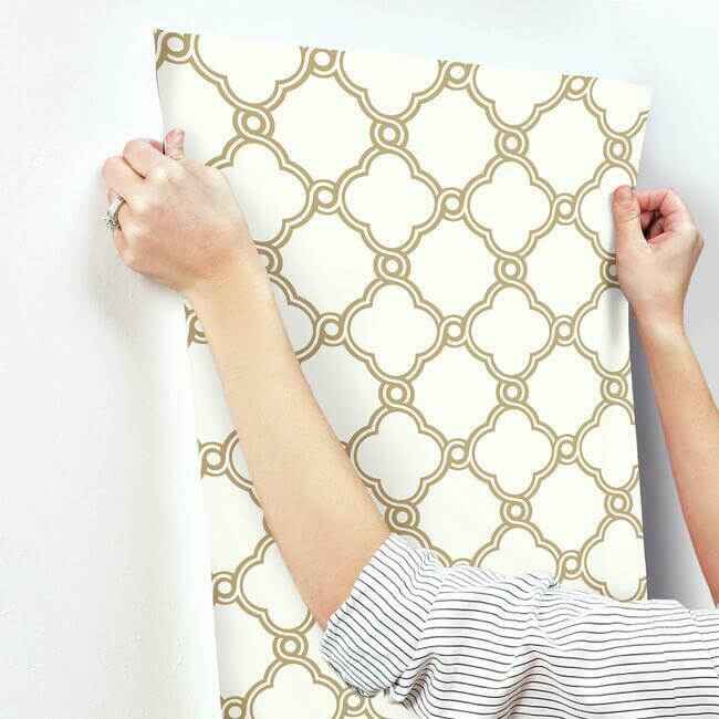 Open Trellis Gold Metallic Wallpaper - York Wallcoverings - SS2510 - York Wallcoverings Wallpaper