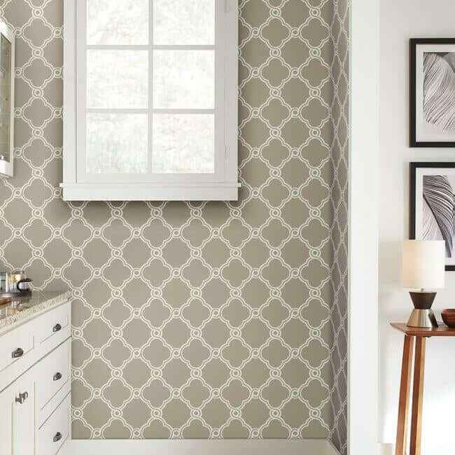 Open Trellis Taupe Wallpaper - York Wallcoverings - SS2508 - York Wallcoverings Wallpaper